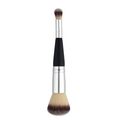 

Double Head Dual Use Portable Wood Aluminum Handle Cosmetics Makeup Powder Blush Eyeshadow Brushes Silver