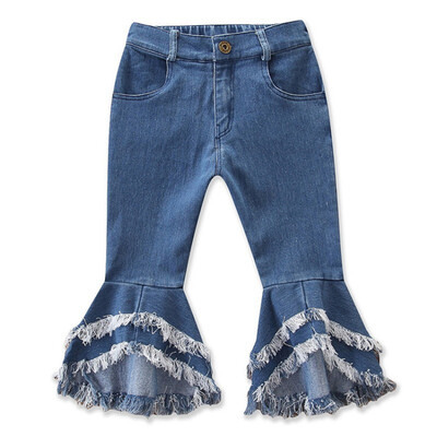 

Children Kids Baby Girls Flare Pants Denim Tassel Jeans Pants