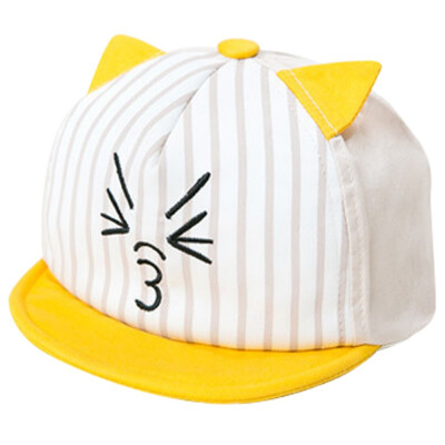 

Newborn Baby Hat Striped Cartoon Cat Design Kids Baseball Hat Boy&Girls Sun Hat Summer Cotton Caps Girls Visors With Ear A