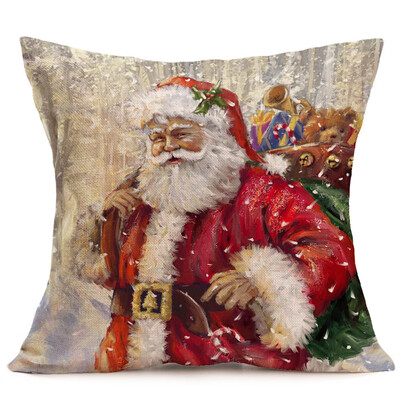 

Tailored Merry Christmas Linen Santa Pillow Cases Sofa Cushion Cover Home Decoration