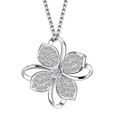 

New Four Leaf Clover Choker Flower Pendants Necklaces Chain Gift For Women