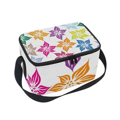 

ALAZA Insulated Lunch Box Stars Flowers Lunch Bag for Men Women Portable Tote Bag Cooler Bag
