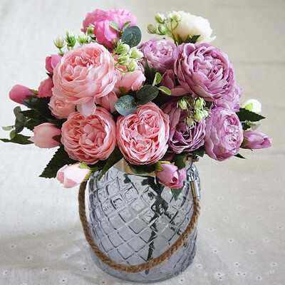

5PCS Bunch Of Philippe Persian Simulation Rose Home Wedding Decoration Red Fake Flower Wedding Decor Scrapbooking DIY Supplies