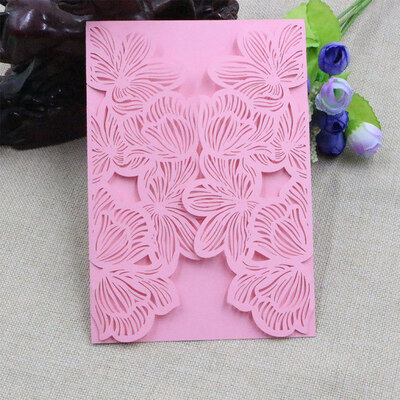 

1Set10Pcs Wedding Invitations Set Vertical Laser Cut Heart Invitations Cards Kits for Wedding Bridal Shower Birthday Graduation