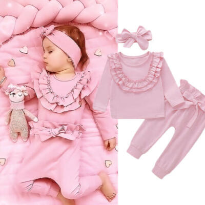 

2019 Newborn Baby Girls Outfits Long Sleeve Tops Floral Pants Leggings Headband