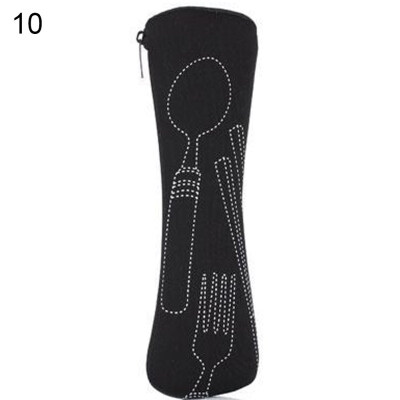 

Portable CanvasWheat Stalk Camping Picnic Fork Tableware Pouch Case Container