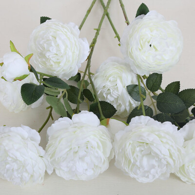 

1pc 3 heads Artificial Fake Western Rose Flower Peony Bridal Bouquet Wedding Home Decor Table Decoration Accessories