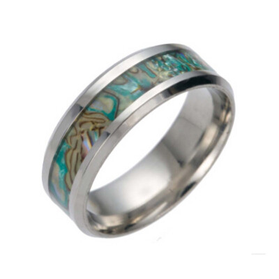 

Titanium Ring with Wood& Shell Inlay Ring