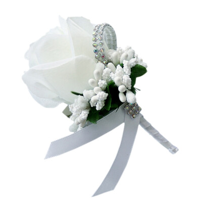 

Wedding Accessories Simulation Single Rose With Diamond Bride Groom Wedding Boutonnieres