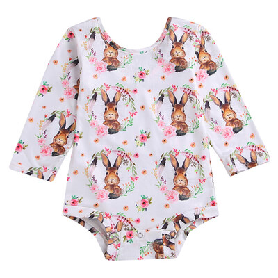 

Newborn Baby Girls flower Print long sleeves Romper Jumpsuit Outfits Sunsuit Baby Clothing with headband dress