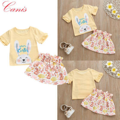 

UK Newborn Toddler Baby Girl Easter Rabbit Outfit Clothes Tops Shirts Tutu Skirt