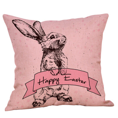 

〖Follure〗Easter Cotton Square Rabbit Throw Pillow Case Waist Cushion Cover Home Decor A