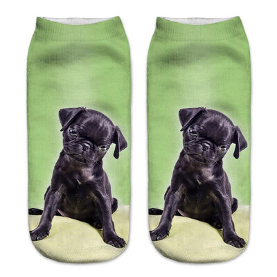 

1Pair Women Low Cut Ankle Socks Funny Dog 3D Printing Sock Cotton Hosiery Printed Socks