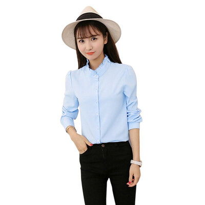 

Office Ladies Blouse Fashion Long Sleeve Bow Slim White Shirt Bodycon Work Blouses Blusas