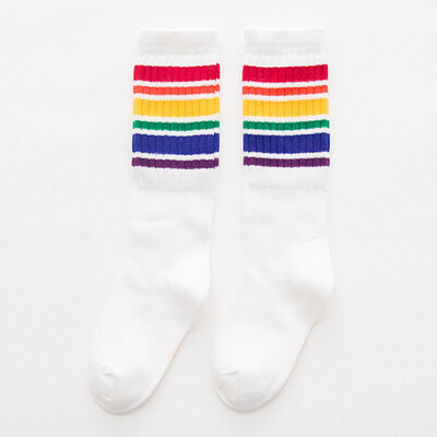 

Rainbow Stripe Sports Socks Cotton Childrens Socks Breathable Comfort