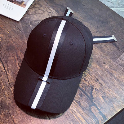 

Summer Korean striped Baseball Cap Black&white Red lace bow tie