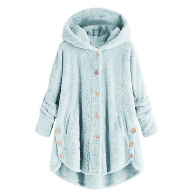 

Women Hooded Lambs Asymmetrical Hem Jacket