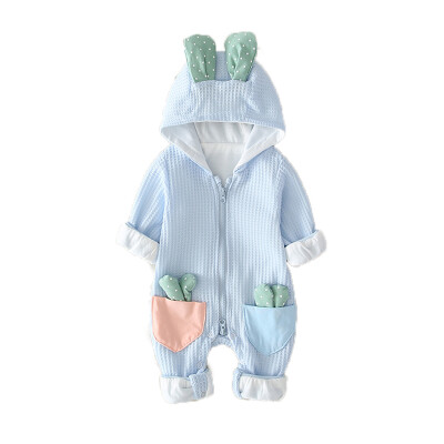 

Baby Bodysuits Cotton Cartoon Cute Rabbit Hoodied Girls Clothes Boys Jumpers Toddler Zipper Outfits