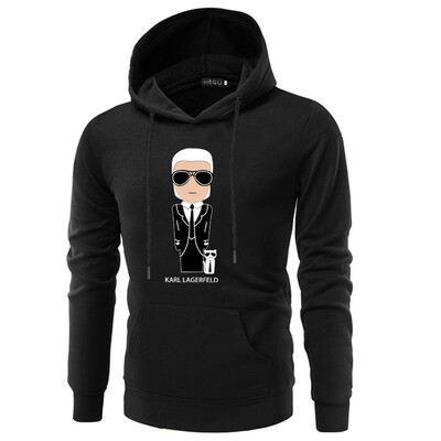 

2019 New Men Karl Lagerfeld Hoodie Cotton Graphic And Letter Printed Sweatshirt Back Hooded Pocket Hoodie For Men