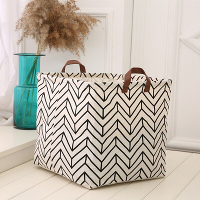 

Gobestart Cotton Linen Waterproof PE Coating Storage Basket Sundries Storage Box