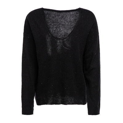 

Women Casual Knitted V-Neck Loose Sweater Long Sleeve Pullovers Solid Color New Autumn Winter Fashion Womens Warm Tops