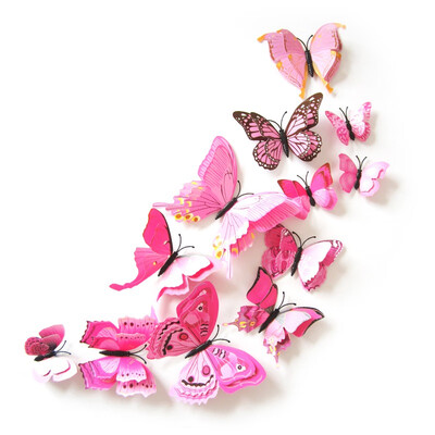 

3D PVC Butterfly Bright Set 12pcsPack Fridge Magnet Stickers Simulation Butterfly Double Butterfly Magnet Stickers