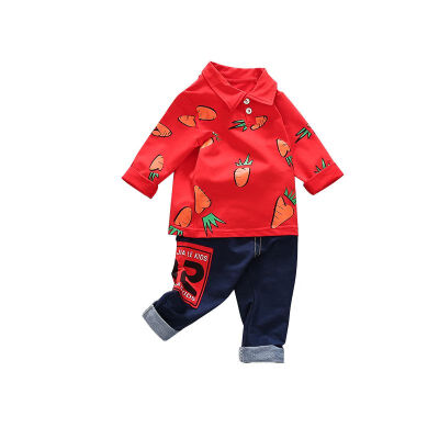 

0-4T Spring Autumn Casual Baby Long Sleeve Printing Top And Jeans Kids Two-piece Outfit Set