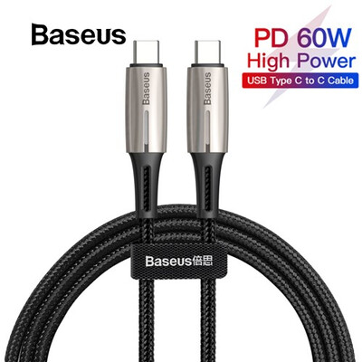 

Baseus 60W USB Type C To USB C Cable PD 20 Falsh Charge For Samsung S10 S9 Quick Charge Cable for USB C Device Huawei Xiaomi