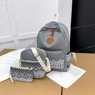 

Tailored Women Backpack Canvas Backpack Ethnic Style Outing Travel Bag Student Bag