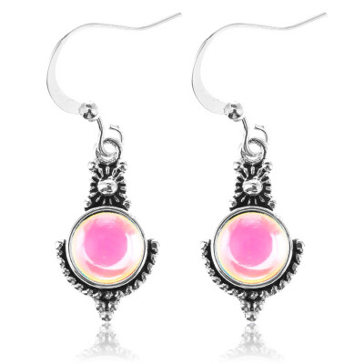 

Fashion Rainbow Moonstone Gemstone Jewelry Silver Dangle Earrings Vogue