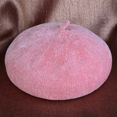 

Dong Yuns New Joker Ladies Velvet Pure Color Simple Pumpkin Painter Hat English Bud Hat in Autumn&Winter