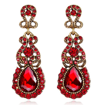 

Exaggerated Rhinestone Crystal Long Drop Earring For Women Statement Gemstone Diamond Earrings
