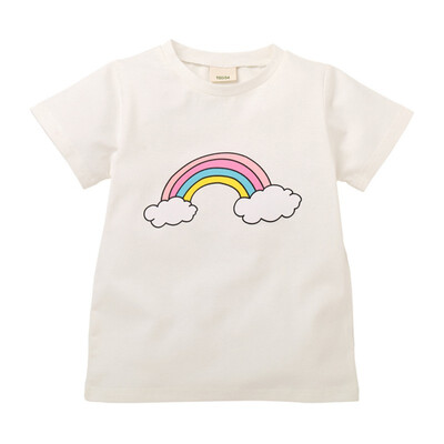 

Children Girls Summer Cotton Rainbow Pattern T-shirt Tops Blouse Short Sleeve Tee Shirt Outfits