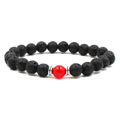 

8 mm Natural Stone Energy Volcanic Stone Chakra Yoga Manual Flanging Bracelet Unisex Pair Bracelet Jewellery Hot Gift