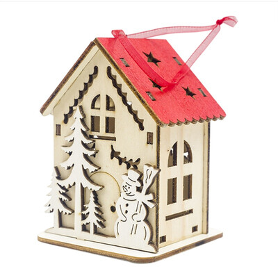 

2019 LED Light Holiday Nice Xmas Gift Wedding Wood House Christmas Tree Decorations For Home Hanging Ornaments