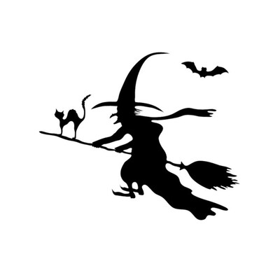 

52x44cm Removable PVC Wall Sticker Halloween Witch And Scary Bats Pattern Art Decals Wall Stickers Home Decor Living Room