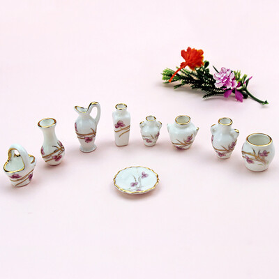

YIWULASimulation Decoration Doll-house Miniature Scene Ceramic Set Pretend Play Toy