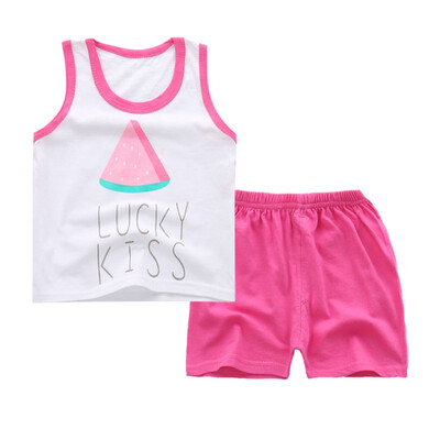 

WEIXINBY Summer Children Vest T-shirt Shorts Pant Suit Boys Girls Clothing Suit Baby Soft Cotton Clothes Newborn Kids Set 2Pcs
