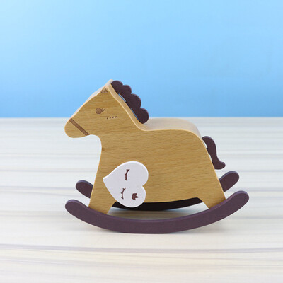 

Gobestart Rocking Horse Elm Music Box Creative Wood Crafts Music Box Gifts Birthday Gift