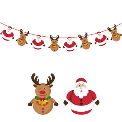 

3 Meter Christmas Paper Flag Party Window Hotel Scene Decoration Bunting Santa Claus Hanging Flag
