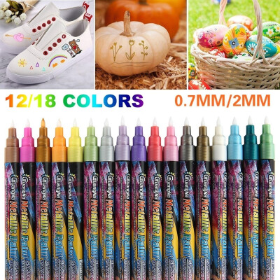 

1218 Colours 072 Mm Acrylic Metallic Paint Marker Pens Point Art Pen Set for Rock Painting GlassMug Design DIY Arts Crafts