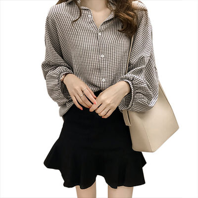 

Female Blusas Spring Autumn Blouse Office Lady Slim Black Shirts Women Blouses Lantern Long Sleeve Plus Size Tops Casual Shirt
