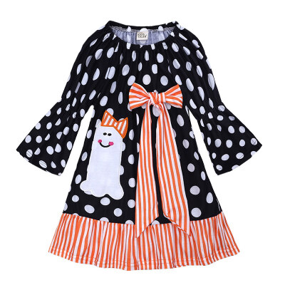 

Halloween Kids Girls Casual Long Sleeve Dress With Bow Design Costume Baby Children Cosplay Party Costume Dresses