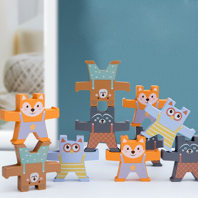 

Gobestart Wooden Toys Bear Balanced Building Blocks Wooden Toys Educational Toy Early Kids
