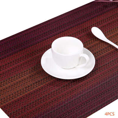 

4pcs Heat-resistant Placemats Washable Anti-skid PVC Vinyl Table Mats Dining Room Kitchen Home Cup Pad