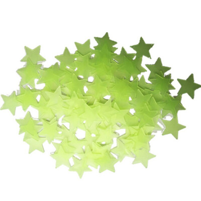 

3D Stars Plastic Wall Sticker Glow In Dark Luminous Fluorescent Home Decor Decal Wallpaper Decorative Special Festivel 100pcs
