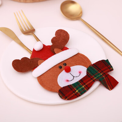 

Santa Reindeer Snowfake Christmas Fork Knife Cutlery Holder Bag New Year Pocket Home Party Table Dinner Decoration Tableware