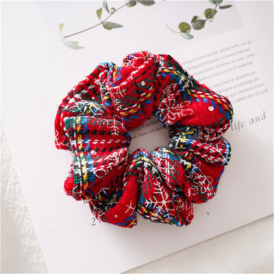 

Gobestart Pure Cotton Fabric Hairring Christmas Snowflake Stripe Hair Rope Multicoloured