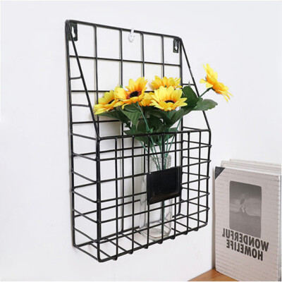 

Gobestart Simple Iron Wall-Mounted Hanging Rack Magazine Newspaper Storage Shelf Organizer