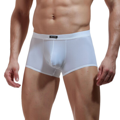 

Tailored Mens Sexy Underpants Pure Color Breathable Patchwork Ice-silk Underwear